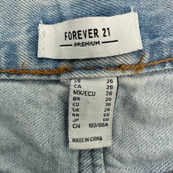 Forever 21 Straight distressed Raw Hem Button Fly Women's size 26 Blue Jeans - Picture 3 of 5